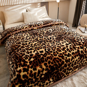 时尚豹纹拉舍尔毛毯被子秋冬季加厚保暖双层珊瑚盖毯子床单人宿舍