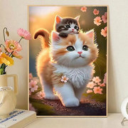 猫咪钻石绣满钻儿童卧室可爱动物卡通diy贴钻绣简单点砖石画