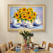 欧式餐厅装饰画横版花卉画饭厅挂画厨房壁画现代简约客厅油画水果