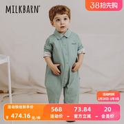 milkbarn2024婴儿长袖长裤连体服宝宝，纯棉哈衣爬服婴幼儿衣服