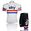 sky白色夏季山地自行单车队(单车队)版装备，短袖骑行服套装男女款