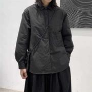 暗黑秋冬夹棉衬衫女日系小众，设计加厚保暖翻领，衬衣宽松薄棉服外套