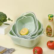 洗菜篮双层pet透明沥水篮，家用厨房菜篮子果盘多功能洗水果滤水盆