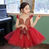 儿童表演服装大合唱演出服小学生，元旦诗歌朗诵红色，蓬蓬公主裙礼服