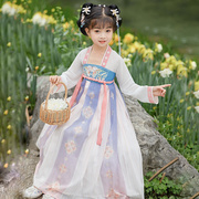 秋季女童汉服演出服儿童，唐装中国风女孩民族风，表演服装连衣裙古装