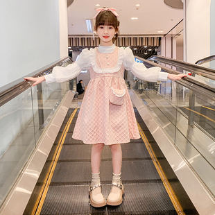 女童两件套连衣裙子小香风韩版女孩春秋洋气公主裙6-12岁长袖