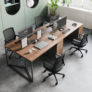 办公桌椅组合简约现代 2/4/6四人位职员工位财务桌新中式办公好物