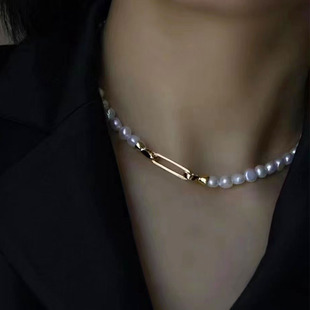 diy饰品简约珍珠项链扣头配件手链，扣可拆卸加长光面，长形扣连接扣