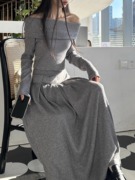 灰色针织套装裙女早春2024高级感毛衣配高腰半身裙慵懒两件套