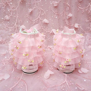 超仙手工纯色粉色蕾丝花边，女高帮厚底内增高球鞋学生帆布鞋