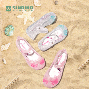 斯乃纳女童凉鞋夏季小女孩公主水晶鞋宝宝果冻鞋沙滩鞋儿童玩水鞋