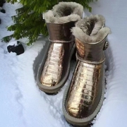 雪地靴女冬季短筒皮面羊毛一体防水防滑保暖加厚绒百搭洋气雪地棉