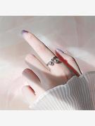 设计师款s925纯银戒指女细食指环铃铛韩版个性创意尾戒子开口指环