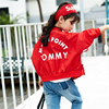甜美韩系上衣女童春秋外套儿童棒球服中大童超酷穿搭短款红色衣服