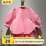 韩系童装定制24春季女童网纱拼接时尚连衣裙小女孩可爱蓬蓬裙