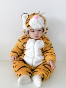 宝宝冬装连体衣加厚秋款套装可爱老虎动物造型，哈衣婴儿冬季外出服