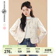 ef高级感时尚名媛小香风短款外套，2024春季法式优雅气质通勤上衣女