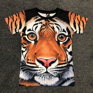 夏季3D短袖T恤男搞怪个性立体狼虎豹头猩猩图案大码胖子男装衣服