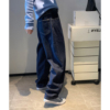 蓝色牛仔裤女白色裤子，直筒裤2024年春秋阔腿裤女香蕉裤拖地裤