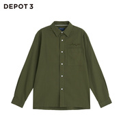 depot3男装衬衫国内原创设计品牌曲线立体绣花牛津纺长袖衬衫