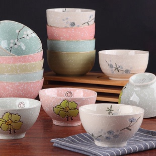 雅泰日式4.5寸饭碗陶瓷家用一人一碗釉下彩 吃米饭小碗普通家庭碗