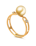 海润珍珠14k金海水(金海水)珍珠戒指指环，百搭潮女款送女友送妈妈送长辈