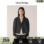 MindBridge百家好春季女士西装领长袖衬衫2024设计感短款衬衣外套