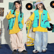 儿童嘻哈街舞马甲套装重磅宽松卫衣男女童演出服帅气秋装潮服