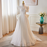 白色旗袍结婚轻婚纱中式新娘订婚晚礼服裙女高级感复古蕾丝敬