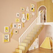 实木_9372卡通楼梯照片，墙现代装饰挂画儿童，相框组合换相片摇摆钟
