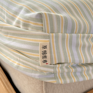 简约纯色条纹纯棉老粗布防滑床垫套可定制