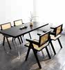 炭化黑色白蜡木泡茶桌椅组合大板桌实木茶台会议桌亚克力悬浮餐桌