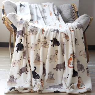 可爱猫咪牛奶绒法兰绒毛毯床单午睡毯午休空调毯沙发盖毯圣诞毯子