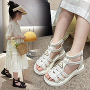 女童凉鞋夏款2024夏季洋气白色中大童罗马鞋韩版小女孩公主鞋