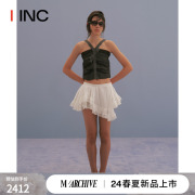 MARCHEN 设计师品牌IINC 24SS白色条纹泡沫短款半身裙女