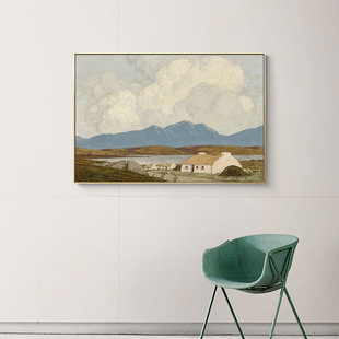 格调天空云彩大山与海边自然风景装饰画客厅卧室高级北欧挂画