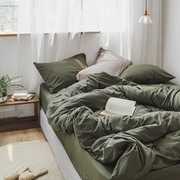 高档高档裸睡天竺棉四件套纯色，北欧日式纯棉针织，棉床单床笠素雅
