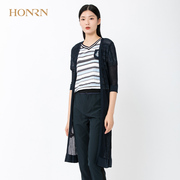 HONRN/红人夏季女装短袖V领开衫针织衫商场同款HF22OM362