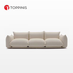 toppinis直排三人位布艺沙发客厅设计师，小户型简约现代面包沙发