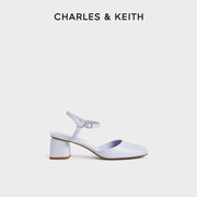 CHARLES&KEITH春夏女鞋CK1-60580240女士简约腕带粗高跟凉鞋