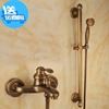 全铜仿古花洒淋浴套装欧式复古简易浴室缸水龙头，喷头可升降淋浴杆