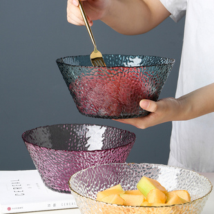 北欧风格玻璃水果盘创意现代水晶，水果盆客厅茶几家用个性时尚果篮