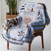 地中海风格布艺单双人(单双人，)沙发巾盖布四季沙发垫，套罩全包沙发毯子蓝色