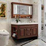 网红美式智能浴室柜组合卫生间挂壁式实木卫浴柜洗手洗脸池盆柜镜