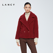 lancy朗姿羊毛外套，2022冬季短款翻领高级感通勤女士毛呢上衣