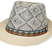 极速Panama Straw Jazz Hat 彩色织带格纹巴拿马草帽爵士帽潮流