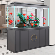 新中式鱼缸客厅家用大型落地屏风玄关隔断柜底过滤超白玻璃金鱼缸