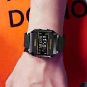 时刻美手表男款小方块简约潮流多功能运动防水初高中学生电子手表
