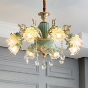 欧式吊灯轻奢水晶客厅灯，现代简约餐厅卧室，灯大气法式蓝色陶瓷吊灯