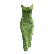 200斤绿色丝绒吊带连衣裙西装外套，外贸特大码女装速卖通亚马逊潮